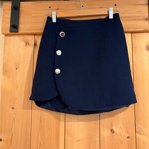 Navy Blue Button-Accent Women's Skirt